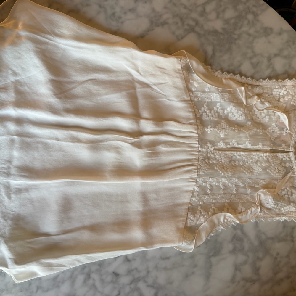 Rebecca Taylor 100% Silk Ivory Lace-Trim Sleeveless Dainty Size 4 Fairy NWT - Picture 7 of 10